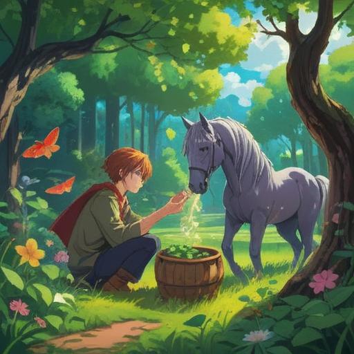 A serene scene depicting a person releasing their thoughts, surrounded by floating lucky items like four-leaf clovers, horseshoes, and shooting stars, an ethereal glow, tranquil setting, calming colors, a sense of peace and freedom, gentle breeze, whimsical atmosphere, inspiring and uplifting, 4k