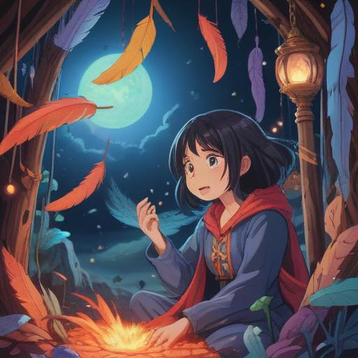 An illustration depicting a person feeling overwhelmed by life's challenges, surrounded by ethereal symbols representing spiritual guidance, such as feathers and glowing orbs, serene but slightly chaotic environment, introspective expression, delicate light illuminating the scene, nature elements in the background, 4k