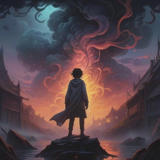 A surreal illustration depicting a person surrounded by shadowy figures, ominous fog, distorted reality, dark energy swirling around, symbolic imagery representing misconceptions, eerie atmosphere, tension in the air, vivid colors contrasting with darkness, dreamlike quality, detailed backgrounds of chaotic thoughts, 4k