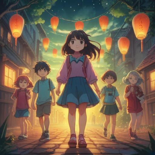 A heartwarming scene depicting a loving adult surrounded by joyful children, showing a genuine connection, ethereal light illuminating the scene, symbols of positivity and spirituality, cheerful expressions on children's faces, lush green park setting, warm and inviting atmosphere, capturing the essence of childlike wonder, 4k