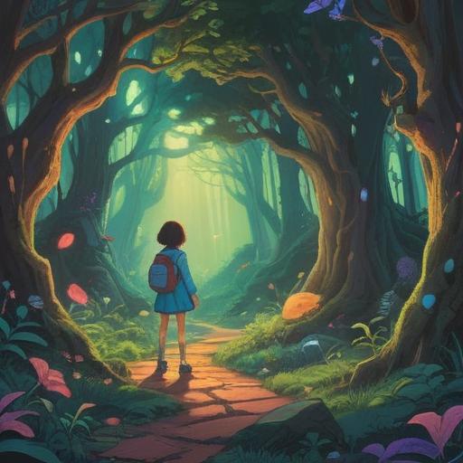 A magical scene depicting a person discovering a lucky charm after feeling disdain for children, whimsical atmosphere, enchanting forest background, vibrant colors, a glowing talisman surrounded by sparkling light, sense of realization and hope, intricate details, 4k