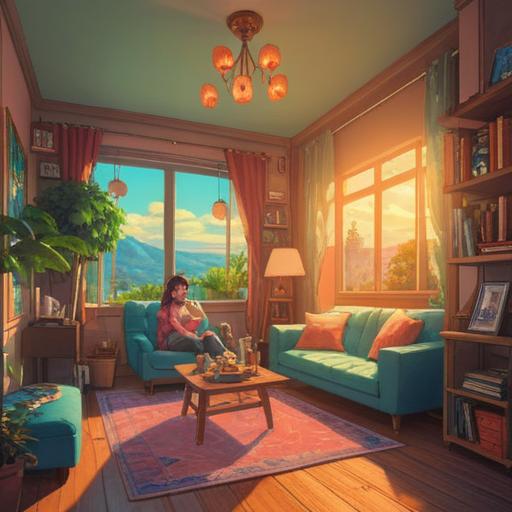 A serene and warm illustration of a cozy living room, a young couple preparing for a child’s arrival, gentle sunlight streaming through the window, baby items like toys and clothes neatly arranged, expressions of excitement and love on their faces, soft, inviting color palette, 4k