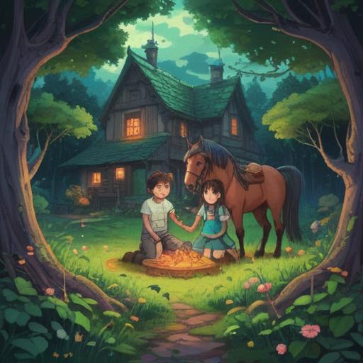 A vibrant illustration of a family with their children, surrounded by lucky charms like four-leaf clovers, horseshoes, and lucky coins, bright colors, cheerful expressions, playful ambiance, warm sunlight filtering through trees, a sense of joy and prosperity, heartwarming scene, 4k