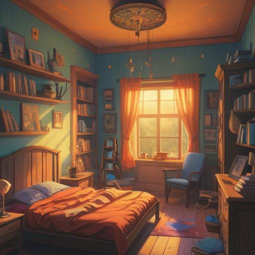 A serene and uplifting scene depicting a nurturing parent engaging with their child, warm sunlight streaming through a cozy room, harmonious colors representing love and support, toys scattered around symbolizing playfulness, a calm atmosphere reflecting emotional stability, subtle details showcasing the bond between parent and child, enchanting background with soft natural elements, 4k
