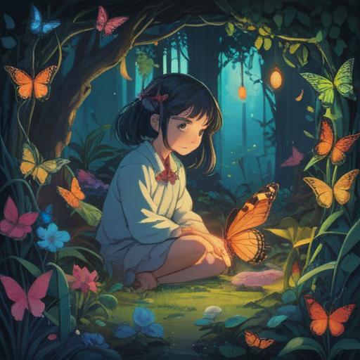 A serene scene depicting spiritual signs for those without children, a peaceful nature setting, symbols of intuition such as butterflies and feathers, soft light filtering through trees, a contemplative figure looking upward, tranquil atmosphere, ethereal glow, harmonious colors, 4k