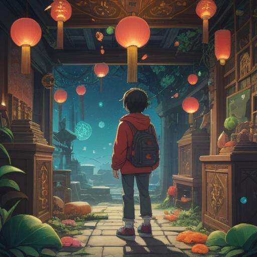 A serene and thoughtful scene depicting a person reflecting on their choice to remain child-free, surrounded by symbols of luck such as a four-leaf clover, lucky charm, and a peaceful garden, soft sunlight filtering through leaves, gentle breeze, tranquil expression on the person's face, harmonious colors, intimate atmosphere, 4k