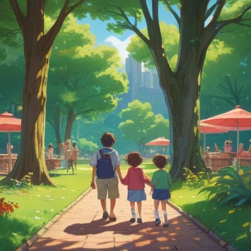 A heartwarming scene of a parent playing with their child in a sunny park, joyful expressions, vibrant colors, lush green trees, playful activities like flying a kite and playing catch, soft sunlight filtering through leaves, a sense of happiness and connection, 4k