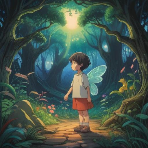 A whimsical illustration of a child experiencing spiritual signs, gentle light illuminating the scene, ethereal creatures guiding the child, nature surrounding them, colorful energy patterns emanating from the child, a serene expression on their face, vibrant colors, harmonious atmosphere, magical realism, soft focus, 4k
