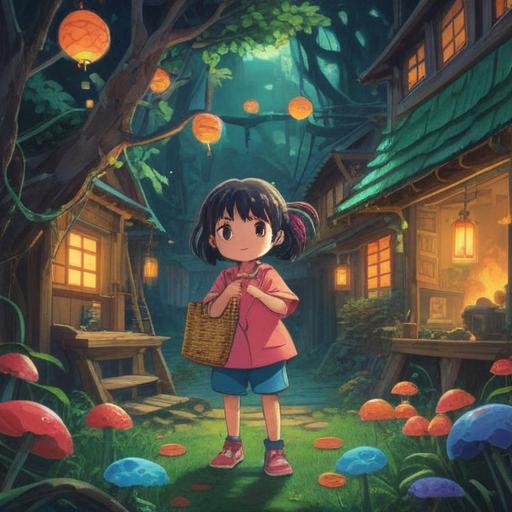 A whimsical illustration of a child discovering a lucky charm during a moment of trouble, bright colors, playful atmosphere, magical elements surrounding the charm, expressions of hope and determination on the child's face, enchanting environment filled with imaginative details, vibrant and uplifting, 4k