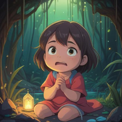 A serene and peaceful scene portraying a child crying gently, surrounded by a soft, glowing light that symbolizes spiritual energy, elements of nature in the background like trees and flowers, a gentle breeze suggested by the movement of leaves, an ethereal atmosphere emphasizing the positive spiritual signs gained from the child's tears, vivid colors highlighting the emotional depth, 4k