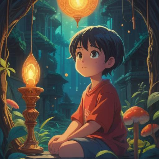 A spiritual scene depicting a child gazing intently, ethereal light surrounding them, subtle aura indicating awareness, mystical symbols in the background, serene expression on the child's face, deep connection with the spiritual realm, a sense of guidance present, tranquil and reflective atmosphere, 4k