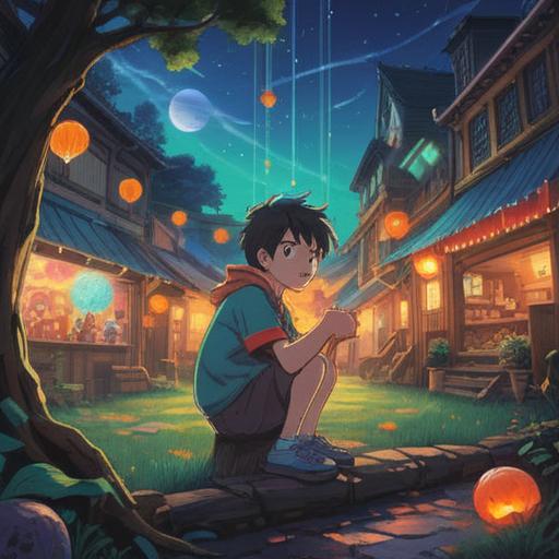 A serene and introspective scene depicting a parent with a contemplative expression, a child playfully engaged in a colorful activity nearby, soft sunlight filtering through trees, peaceful surroundings suggesting a spiritual awakening, gentle reminders of patience and growth, symbolism of transformation and understanding, 4k