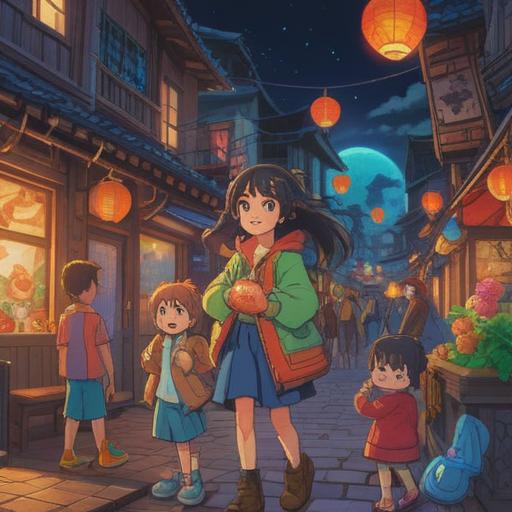 A warm and friendly scene of a woman engaging with children, bright and cheerful colors, playful expressions, wearing a colorful outfit, surrounded by playful toys and nature, creating a welcoming atmosphere, emphasizing kindness and approachability, 4k