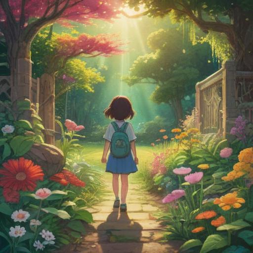 A serene and uplifting scene depicting a parent and child in a lush, vibrant garden, ethereal light shining down, symbols of connection like intertwined vines and glowing orbs around them, showcasing the bond and spiritual significance of their relationship, peaceful expressions, intricate details of nature surrounding them, conveying a sense of love and spiritual understanding, 4k