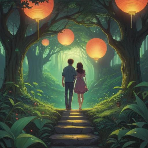 A serene illustration depicting a couple surrounded by soft, glowing orbs of light, symbolizing hope and dreams, lush greenery in the background, gentle sunrise casting a warm glow, expressions of joy and anticipation, ethereal atmosphere, soft pastel colors, hints of nature, 4k