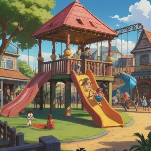 A thought-provoking illustration of a busy playground filled with children playing and laughing, colorful swings and slides, a gentle breeze rustling the leaves of nearby trees, a wise old tree standing watch, subtle spiritual symbols in the background like glowing orbs or soft auras, capturing the essence of childhood innocence and warning signs, harmonious atmosphere, inviting and warm colors, 4k