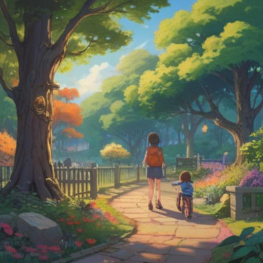 A heartwarming scene of a parent and child engaging in various activities together, such as playing in a colorful park, sharing a story under a tree, cooking in the kitchen, laughter and joy radiating, warm sunlight filtering through, emotional connection symbolized by holding hands, vibrant colors, nurturing atmosphere, detailed surroundings, capturing the essence of bonding, 4k