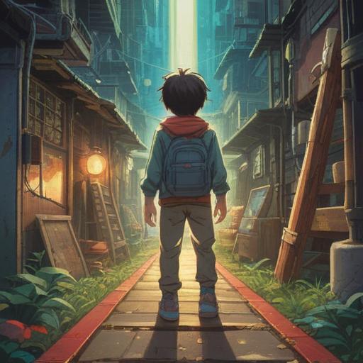 A thought-provoking illustration depicting a child standing at a crossroads, surrounded by ethereal light, symbolic imagery representing choices, parents as guiding figures in the background, a sense of spiritual connection and destiny, magical ambiance, vibrant colors, detailed expressions on the child's face, exploration of deep emotional themes, 4k