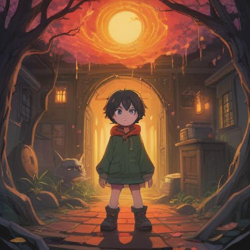 A thought-provoking illustration depicting a child surrounded by a warm, glowing aura, subtle hints of dark shadows lurking nearby, soft expressions contrasting with hidden emotions, symbolic elements representing spiritual signs like butterflies and feathers, a gentle yet eerie atmosphere, detailed facial expressions, intricate background with a blend of light and darkness, 4k