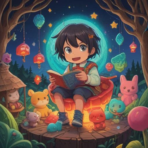 A whimsical illustration featuring a collection of lucky items beloved by children, including colorful charms, playful toys, and cheerful symbols like lucky stars and four-leaf clovers, bright and vibrant colors, enchanting atmosphere, joyful expressions, imaginative design, enchanting background, 4k