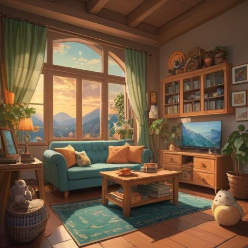 A serene and welcoming scene depicting a cozy living room, warm sunlight streaming through the windows, soft toys arranged neatly, a crib adorned with gentle decorations, family photos on the walls, plants adding a touch of life, a sense of anticipation and love in the air, calming colors, peaceful atmosphere, 4k