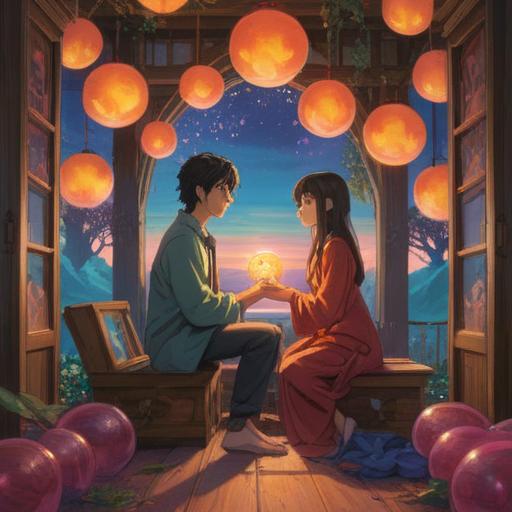 A serene and ethereal illustration showcasing a young couple in a calm, peaceful setting, surrounded by soft, glowing orbs symbolizing spiritual signs, gentle whispers of nature represented by fluttering leaves, subtle hints of light shining through trees, a sense of anticipation and hope in the air, vibrant yet soothing colors, warm and inviting atmosphere, intricate details reflecting emotional depth, 4k