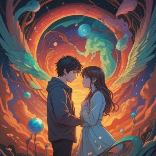 A spiritual illustration depicting a couple experiencing the emotional struggle of infertility, ethereal light surrounding them, symbolic imagery of hope and guidance, serene nature setting with gentle colors, flowing energy representing vitality, warm and nurturing atmosphere, mystical elements suggesting spiritual signs, 4k