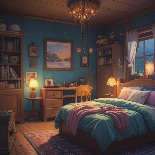 A whimsical illustration of a cozy child's bedroom at night, a glowing lucky charm on the bedside table, soft pastel colors, a small child peacefully sleeping, a gentle moonlight streaming through the window, stuffed animals scattered around, a sense of hope and warmth, 4k
