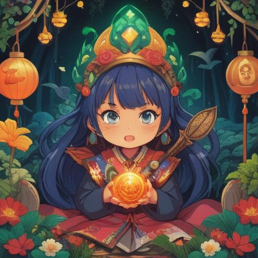 A charming illustration of a lucky charm for people without children, featuring a beautiful, intricate amulet symbolizing fortune, surrounded by lush greenery, a serene park setting, soft sunlight filtering through the trees, subtle magical aura, soothing color palette, inviting atmosphere, whimsical details, 4k