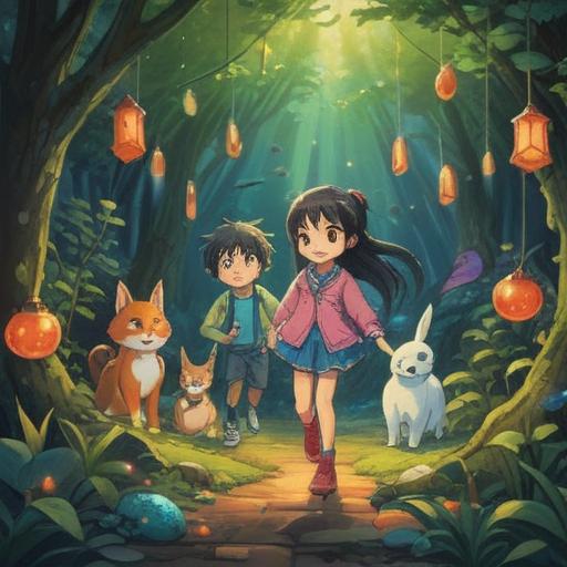 A bright and colorful illustration of a lucky charm designed to improve children's health, featuring playful elements like cheerful animals and vibrant symbols of wellness, surrounded by a magical aura, whimsical background with nature-themed decorations, engaging and hopeful atmosphere, 4k