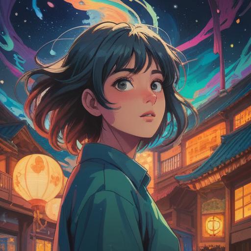 A serene and introspective scene, portraying a person surrounded by a swirling aura of colors, reflective facial expression, deep connection to emotions, subtle hints of childhood memories, symbolic representations of inner conflict, ethereal elements suggesting spiritual growth, soft light filtering through a dreamlike atmosphere, 4k