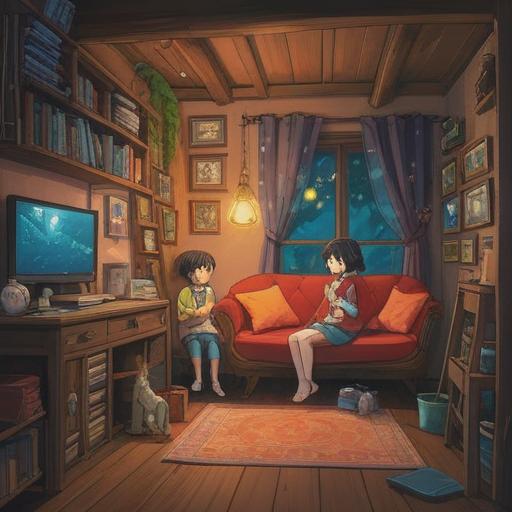 A heartwarming scene showing a parent and child overcoming misunderstandings, vibrant colors, joyful expressions, a cozy home environment, the child holding a lucky charm, symbolic representation of change and positivity, uplifting atmosphere, emotional connection, 4k