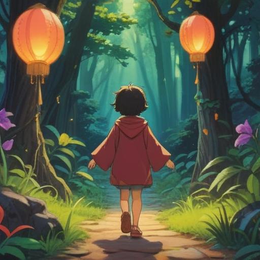 A serene scene depicting a child approaching a wise figure, gentle aura surrounding them, soft light illuminating the moment, subtle spiritual symbols in the background, a feeling of warmth and connection, colorful butterflies dancing in the air, a lush green landscape, conveying a sense of awareness and spiritual insight, 4k