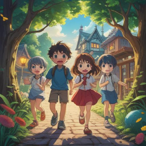 A heartwarming scene of children engaging in playful activities, bright outdoors, diverse group of kids laughing and sharing stories, showcasing joyful interactions, a backdrop of a sunny park with trees and a picnic setup, focusing on the importance of communication and connection, vibrant colors, joyful expressions, 4k