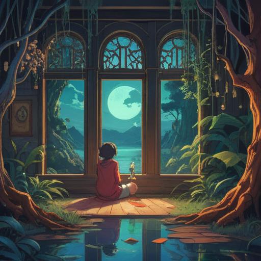 A conceptual illustration representing a person contemplating their lucky number while reflecting on their dream of having children, surrounded by a serene environment, a notebook with numbers scattered around, soft lighting, symbolic elements like stars and hearts, emotional depth, 4k