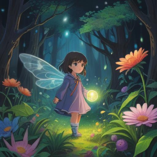 A child experiencing allergies in a spiritual context, ethereal light surrounding the child, symbols of protection and healing, nature elements like flowers and trees representing growth, a peaceful environment, soft pastel colors, nurturing presence of a guardian figure, delicate details highlighting the child's expression, calming atmosphere, 4k