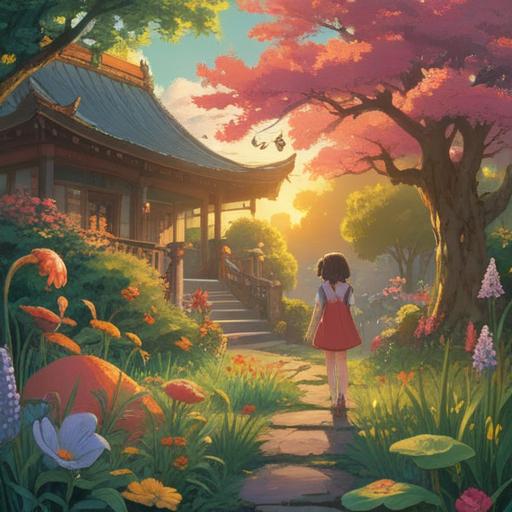 A serene illustration of a parent and child in a tranquil garden, surrounded by blooming flowers symbolizing growth and nurturing, warm sunlight filtering through lush trees, gentle smiles reflecting love and connection, a soft glow representing spiritual signs and blessings, harmonious atmosphere, deep emotional connection, nature's beauty, 4k