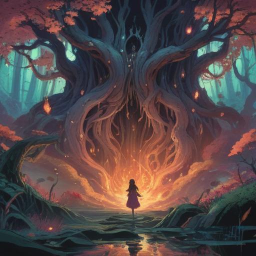 A serene and mystical scene depicting the concept of spiritual revenge, ethereal energy flowing, harmonious balance between light and shadow, soft glowing orbs representing positive vibes, a tranquil environment with nature elements, subtle symbols of transformation and healing, emphasizing personal growth and empowerment, gentle color palette, 4k