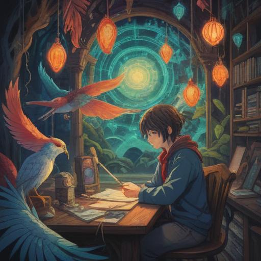 A detailed illustration of a person contemplating their work partner, surrounded by ethereal symbols of spiritual signs such as feathers, numbers, and animals, an aura of light connecting them, serene environment, soft glow, harmonious colors, subtle hints of intuition and guidance, 4k