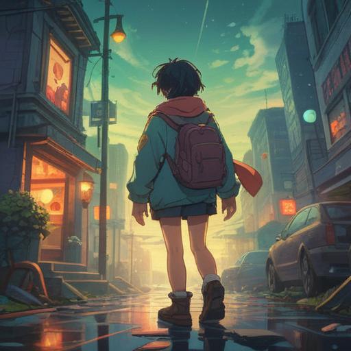 A serene moment of self-reflection, a person standing at a crossroads, symbols of freedom and new beginnings surrounding them, light shining through trees, soft breeze carrying leaves, spiritual energy radiating, a sense of peace and clarity, vibrant colors, uplifting atmosphere