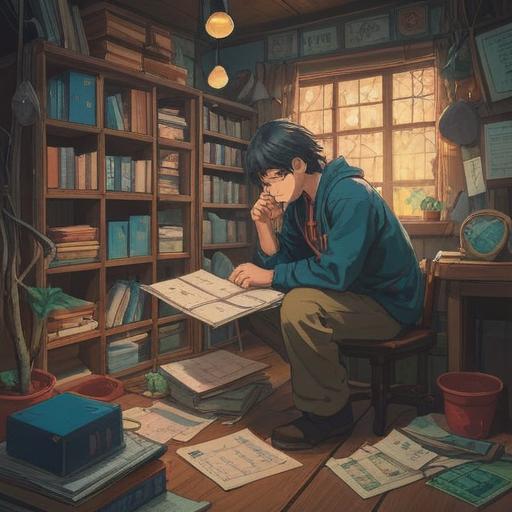 A thematic illustration capturing the moments before and after quitting a job, featuring a person contemplating their next steps, a calendar with important dates marked, scattered lucky numbers, a blend of excitement and uncertainty on their face, a desk with personal items symbolizing their work life, light rays symbolizing new opportunities, vibrant colors, detailed background elements representing change, 4k