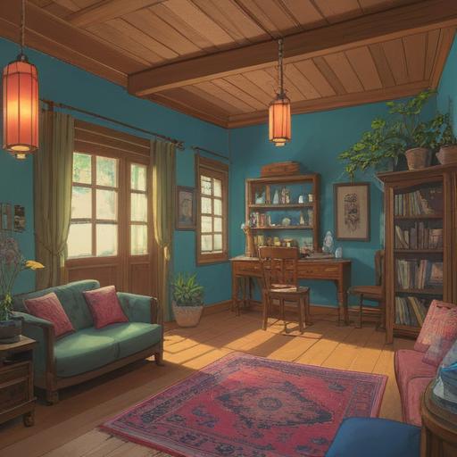 A serene lifestyle scene promoting inner peace, tranquil colors, harmonious elements, meditation practice, gentle nature surroundings, cozy home environment, self-care practices, mindful activities, 4k