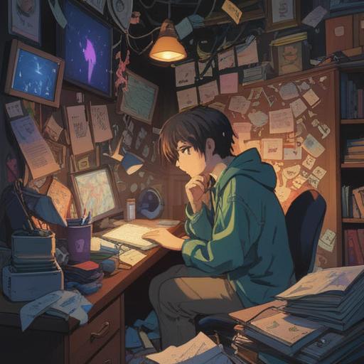 A thought-provoking illustration depicting a person sitting at a cluttered desk, looking stressed and overwhelmed, surrounded by faint glowing symbols representing spiritual signs, such as feathers, butterflies, and auras, a window showing a peaceful nature scene outside, conveying a contrast between the chaotic work environment and the serene world beyond, a soft and calming color palette, an ethereal atmosphere, visually representing moments of introspection, 4k
