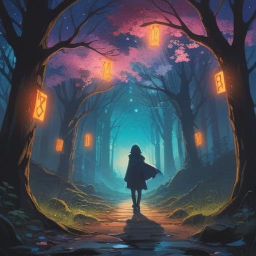 A mystical scene depicting a transformative journey, silhouette of a person standing at a crossroads, ethereal light illuminating the path ahead, symbols of change such as butterflies and blooming flowers, serene landscape with gentle hills, soft clouds in the sky, a sense of awakening and new beginnings, 4k