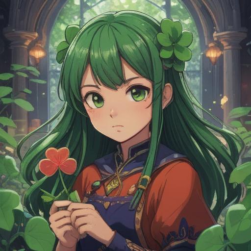 A vibrant illustration of a lucky charm designed to enhance work and relationships, featuring symbolic elements such as a four-leaf clover, intertwined hands, and a glowing aura, surrounded by a supportive community atmosphere, bright colors, positive energy, focus on harmony and connection, 4k