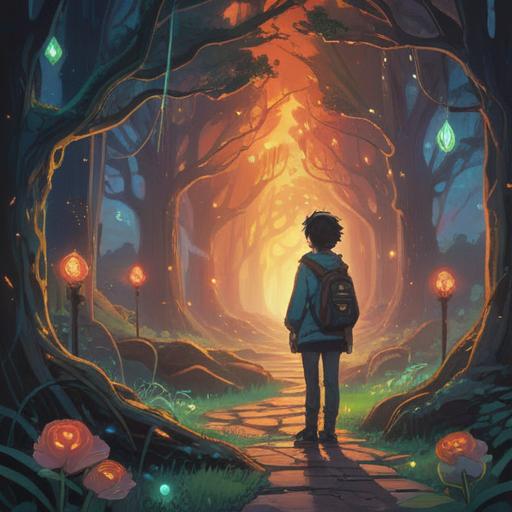 A person standing at a crossroads, contemplating their future, ethereal light illuminating one path, shadowy figures representing doubt on the other, symbols of spiritual signs around, serene landscape, peaceful sky, introspective mood, vivid details, 4k