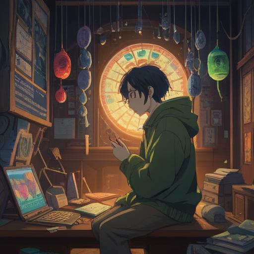 A serene scene depicting a person contemplating their career change, surrounded by symbolic representations of lucky numbers, vibrant colors, soft lighting, a calm and reflective atmosphere, elements of nature like a gentle breeze, butterflies representing transformation, subtle hints of clock imagery indicating timing, 4k