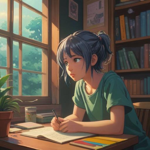 A serene and uplifting scene, a person sitting at a desk with a weary expression, soft light shining through a window, ethereal orbs of light surrounding them, symbols of hope and guidance appearing in the air, vibrant plants in the background, warm color palette, a feeling of peace and reassurance, detailed workplace setting, 4k