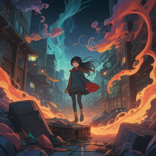 A spiritual scene depicting a person overwhelmed by sudden mistakes at work, surrounded by swirling energies symbolizing confusion, shadowy figures representing doubts and fears, a bright light in the distance symbolizing hope and clarity, elements of nature like flowing water and gentle winds to evoke a sense of calm, soft and ethereal colors, mystical aura, 4k