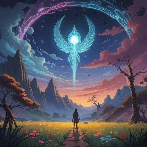 A thought-provoking illustration of spiritual signs to watch for, ethereal symbols glowing softly, a serene landscape with celestial elements, a wise figure contemplating the signs, nature intertwining with spirituality, a sense of tranquility, vibrant colors reflecting different energies, 4k